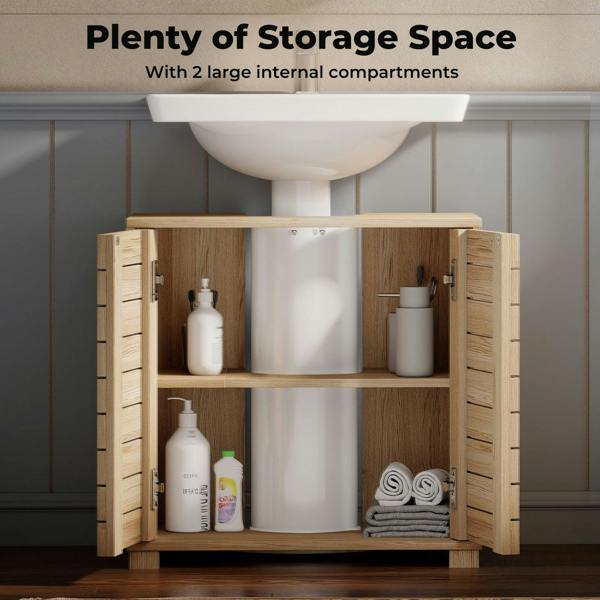 Levede Bathroom Under Sink Cabinet Basin Storage Cupboard 2 Door Oak Vanity Unit