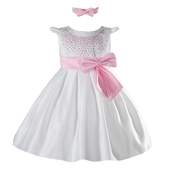 Cinda Satin Christening Party Dress with Headband