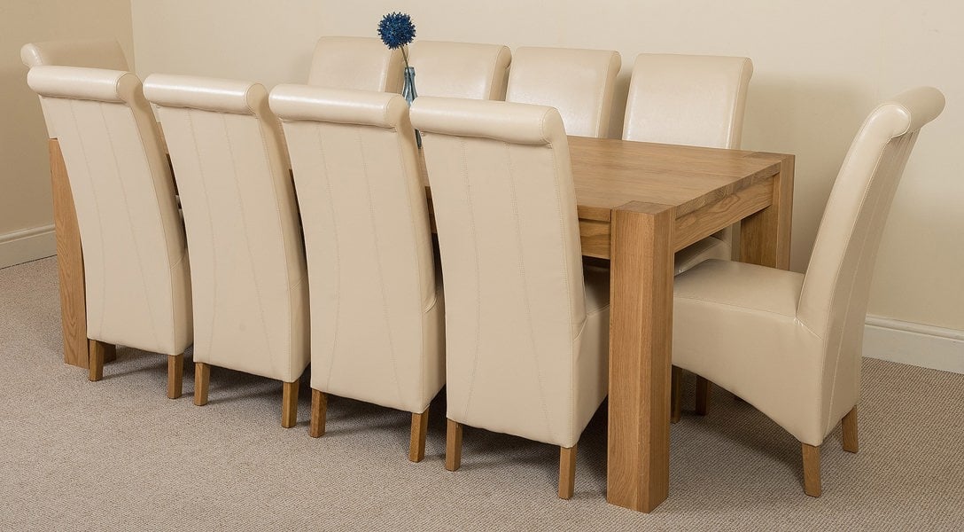 That's Furniture Kuba Extra Large Oak Dining Table with Montana Leather Chairs