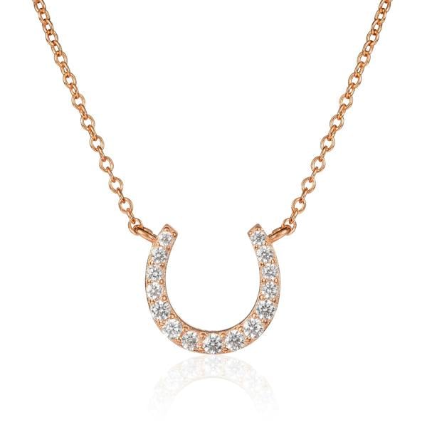 namana Rose Gold Plated Sterling Silver Horse Shoe Pendant Necklace for Women
