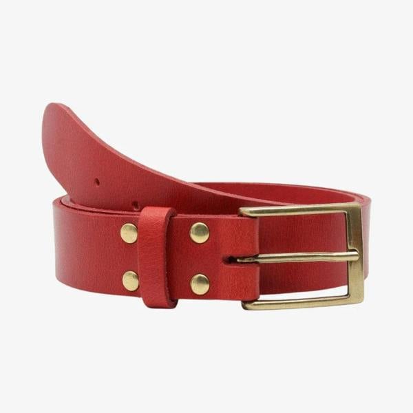 Red belt with gold buckle  on a white background