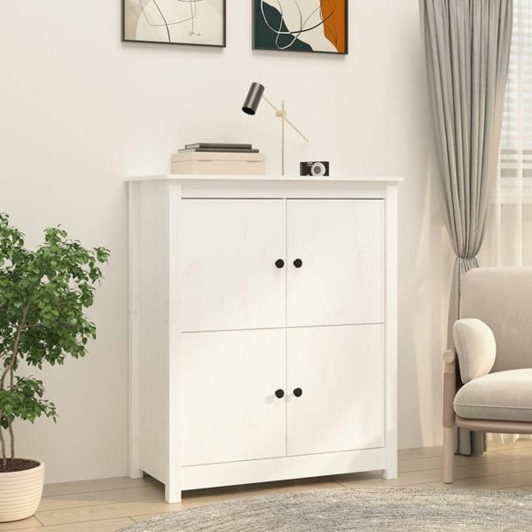 Berkfield Sideboard White 83x41.5x100 cm Solid Wood Pine