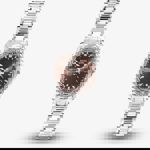 Sekonda Ladies Octaire Brown Dial Crystal Set Bezel Watch 40723