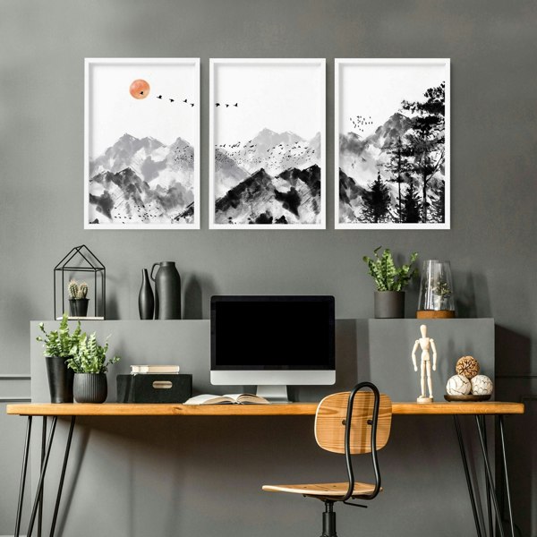 Workplace office design ideas | set of 3 Scandinavian wall art