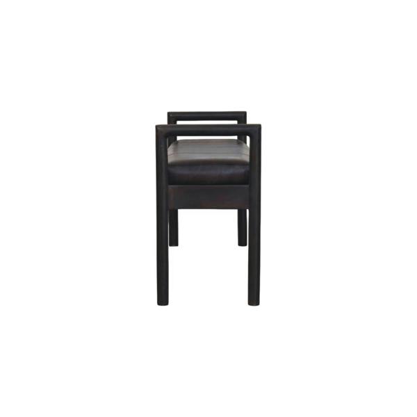 Artisan Furniture Solid Wood Gridline Bench, Upholstered, Dark Brown & Black