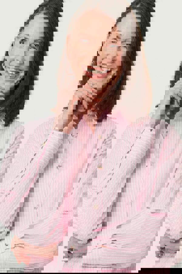 Pink | Striped Long Sleeve Button Front Shirt