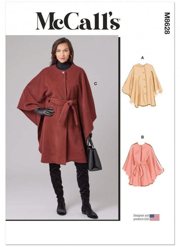 McCalls 8628 Paper Sewing Pattern – Women's Cape, Size XS-XXL, Intermediate