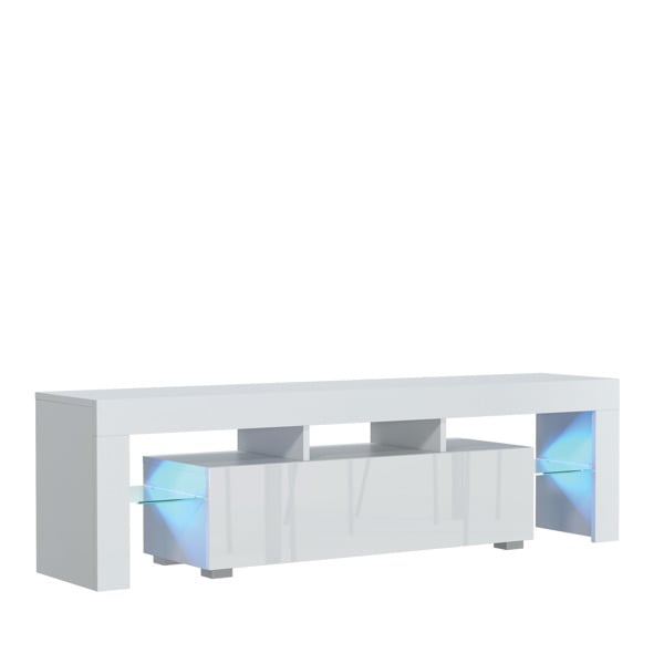 Mex Furniture Chic 160cm TV Unit – Modern TV Stand Cabinet with White High Gloss Doors and Free LED