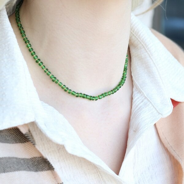 The Colourful Aura Green Crystal Quartz Tassel Mala Necklace