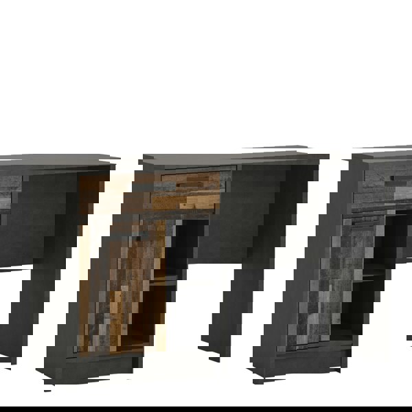 Furniture To Go Brooklyn Desk with 1 Door and 1 Drawer in Walnut and Dark Matera Grey