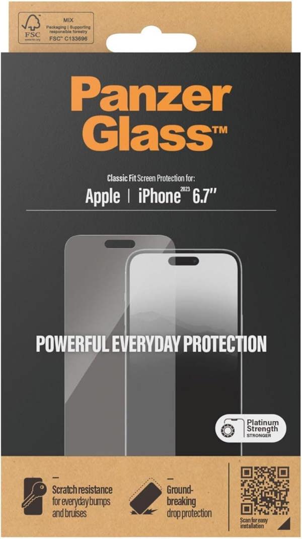 PanzerGlass Panzer Glass Classic Fit Screen Protection for iPhone 15 Plus 6.7" - 2807
