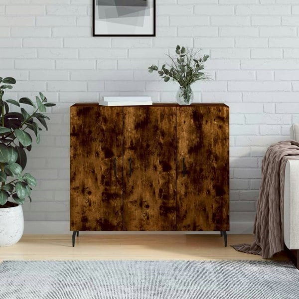 Berkfield Sideboard Smoked Oak 90x34x80 cm Engineered Wood