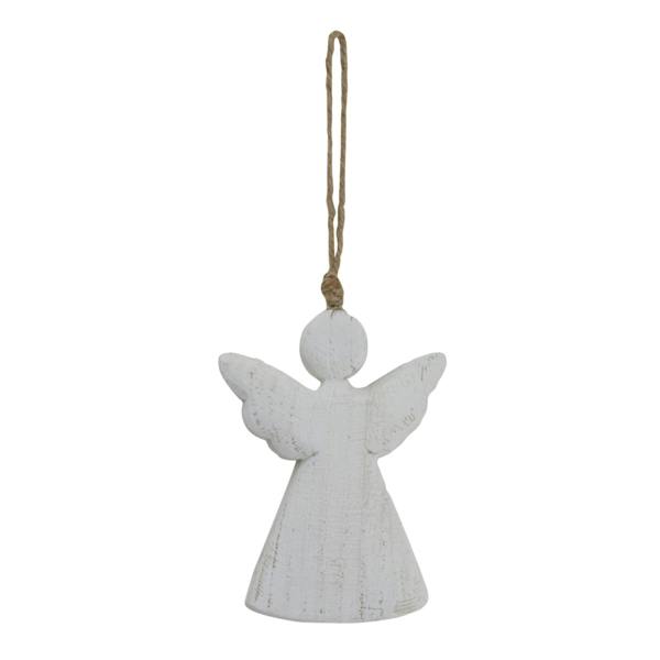 Hill Interiors White Washed Angel Christmas Hanging Decoration - White - 