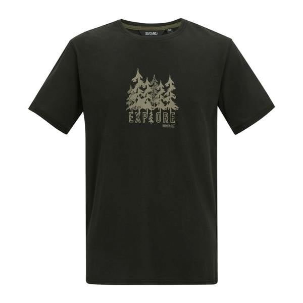 Regatta Mens Cline IX Explore Forest Trees T-Shirt - Black - 