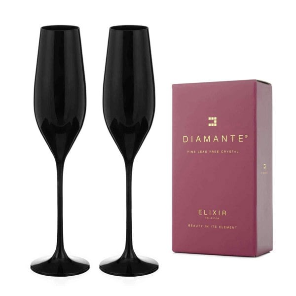 Diamante Ghost Black Champagne Flutes - Set of 2