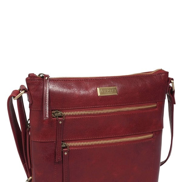 Assots London 'CORI' Chilli Pepper Waxy VT Real Leather Crossbody Bag
