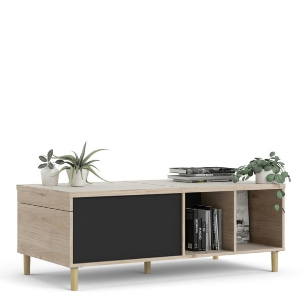 Furniture To Go Rome Coffee Table with Sliding Top in Jackson Hickory Oak and Matt Black