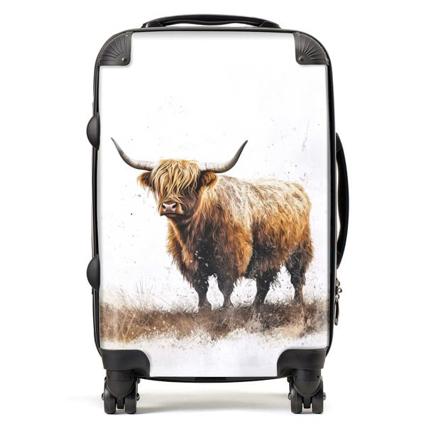 Warren Reed Highland Cow Watercolour Suitcase