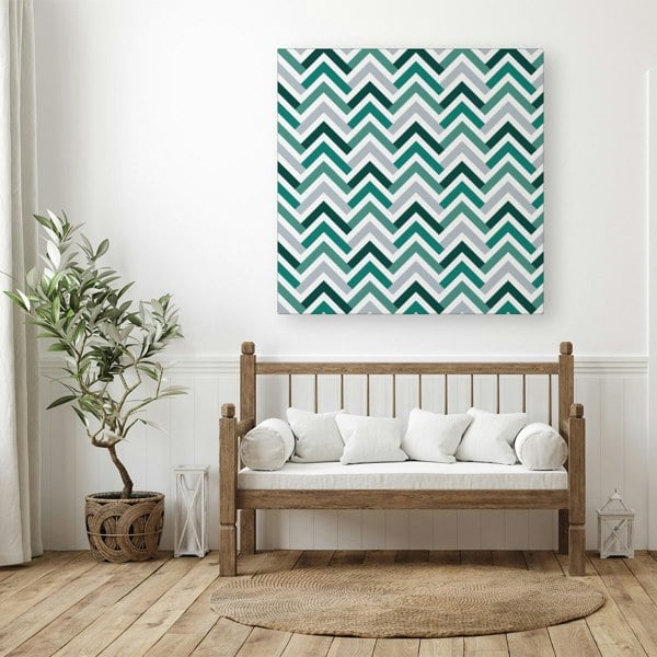 Warren Reed Geometric Retro Vintage Colored Chevron Pattern Canvas