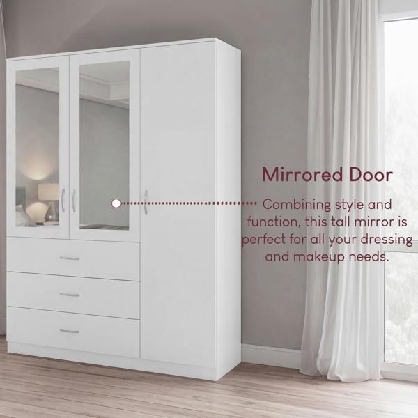 Vida Designs Riano 3 Door 3 Drawer Mirrored Wardrobe