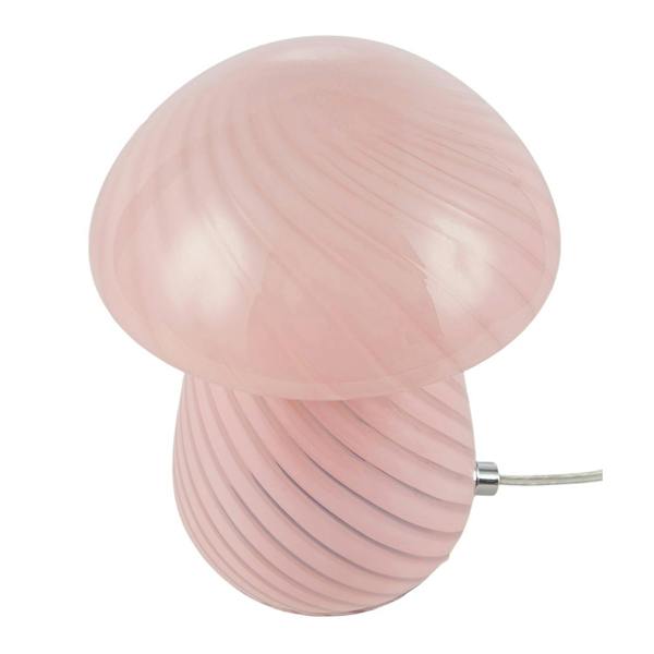 Contemporary Mushroom Glass Table Lamp with Pink Stripe Effect Pattern Image 4