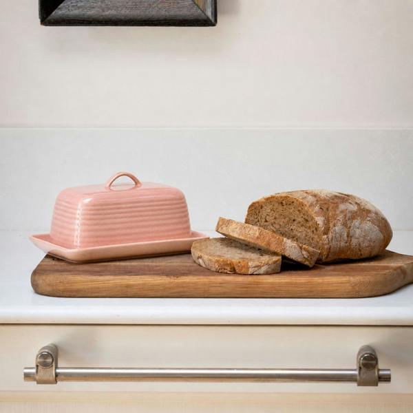 Scandi Home Paris Ceramic Butter Dish, Pink Reactive Glaze
