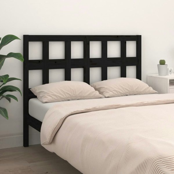 Berkfield Bed Headboard Black 145.5x4x100 cm Solid Wood Pine