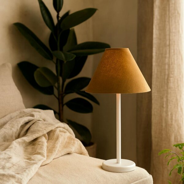 Wyld Haus Long Island White Bamboo Table Lamp with Ochre Shade