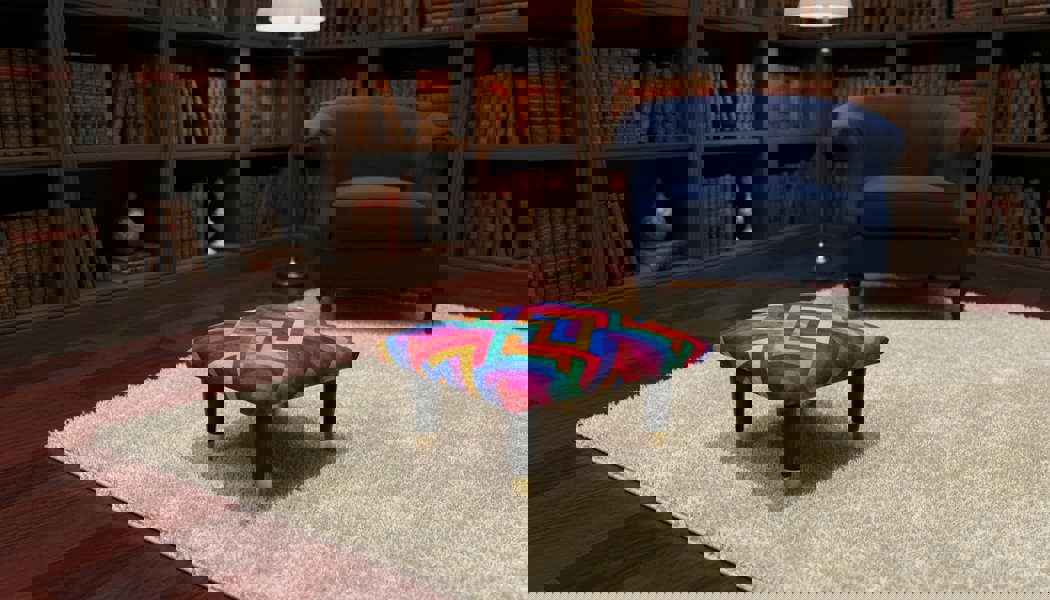 Small Trem Footrest Pouffe Handmade Velvet UK - ISTOOLS