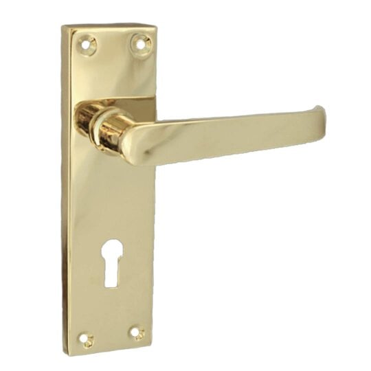 EDH Door Hardware Brass Door Handles Interior Door Lock Handles-Victorian Straight Lock Handlesx1.