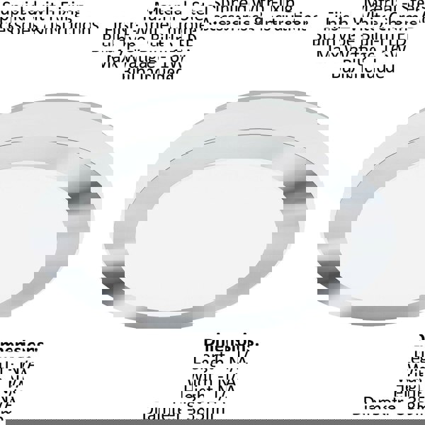 2 PACK Wall Flush Ceiling Light Colour White Chrome Shade White Plastic LED 16W Loops