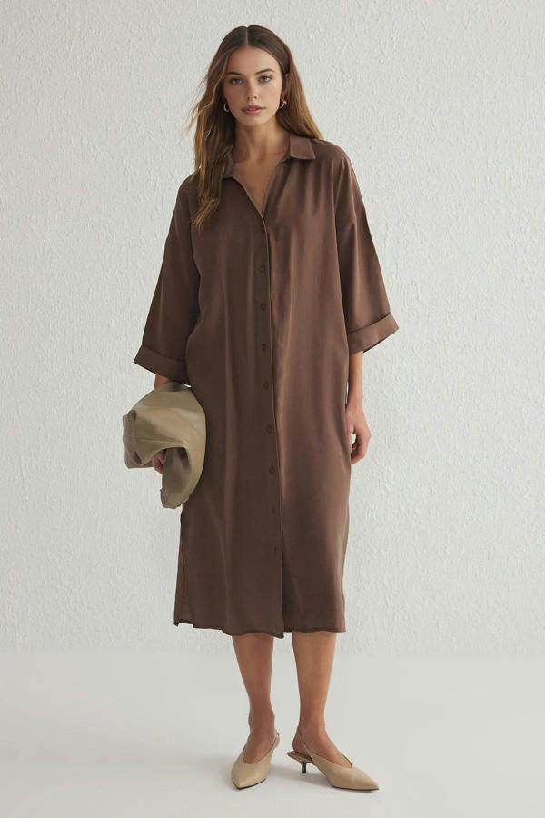 More Sustainable Modal Relaxed Fit Midi Shirt Dress