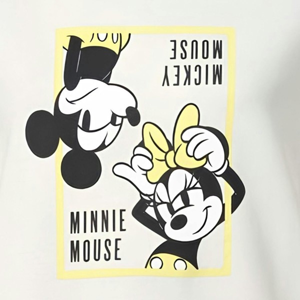 Onomato! Women's Mickey & Minnie Mouse Jumper 100% Cotton French Terry Size M White
