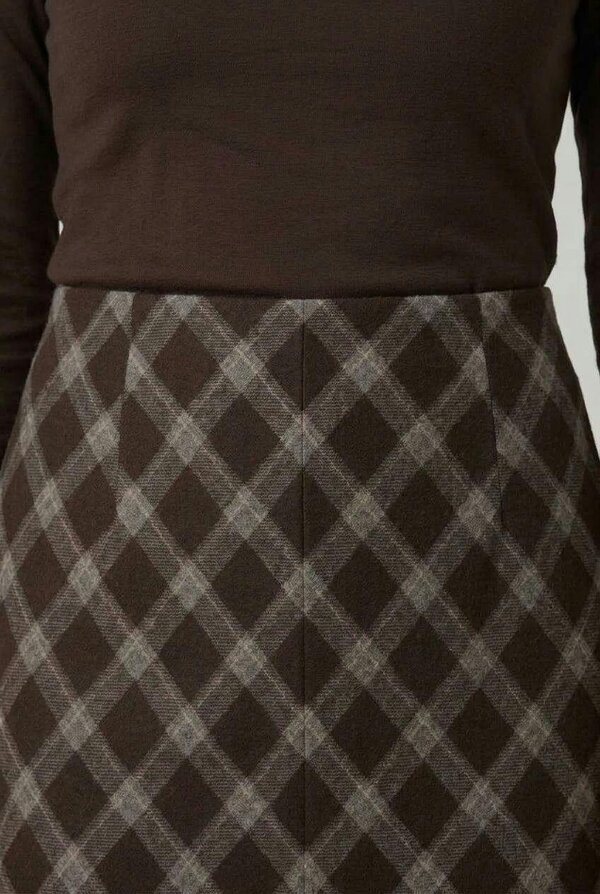 Izabel London Checkered Print High Waist Midi Skirt