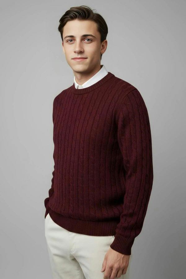 WOVCOR Crew Neck Thick Knit Men's Sweater