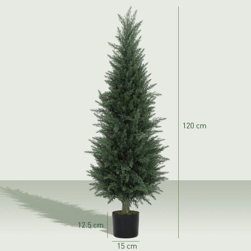 Wyld Haus Fiba Set Of 2 Artificial Cypress Style Trees In Green For Decorative Placement