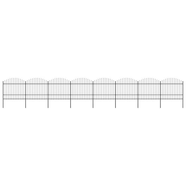 Berkfield Garden Fence with Spear Top Steel (1.5-1.75)x13.6 m Black