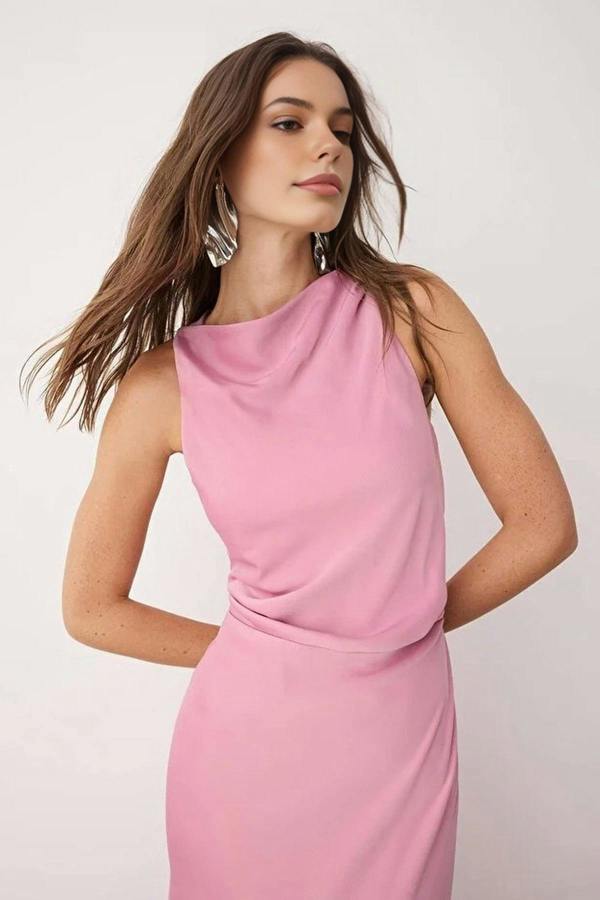 WOVCOR Satin Maxi Evening Dress