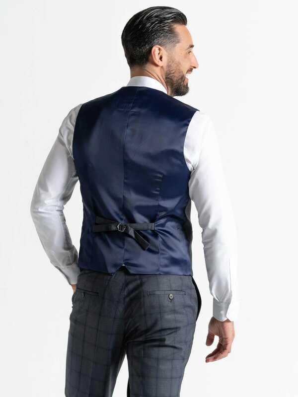 V2 Classic Kensignton Three Piece Suit - Dark Grey with Black Checks