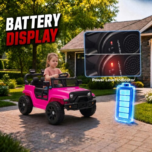 AIYAPLAY 12V Electric Car for Kids with Remote Control, Dual Motors, Pink