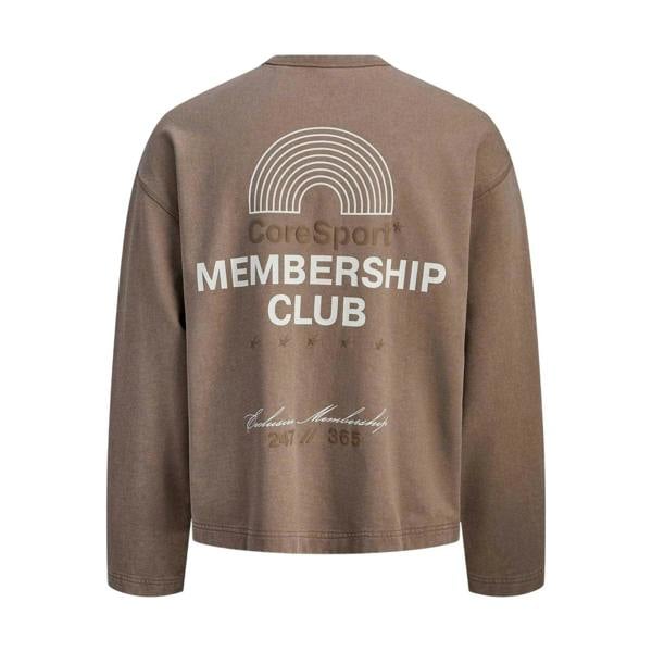 Jack And Jones Mens Athletic Club Ribbed Back Print Sweatshirt - Taupe - 