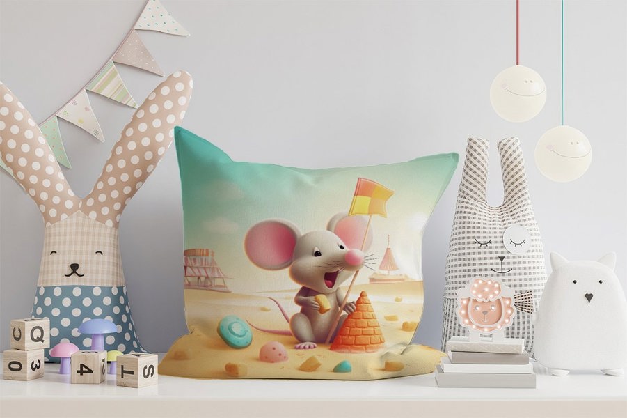 Warren Reed A Mouse On A Beach Holiday Cushions