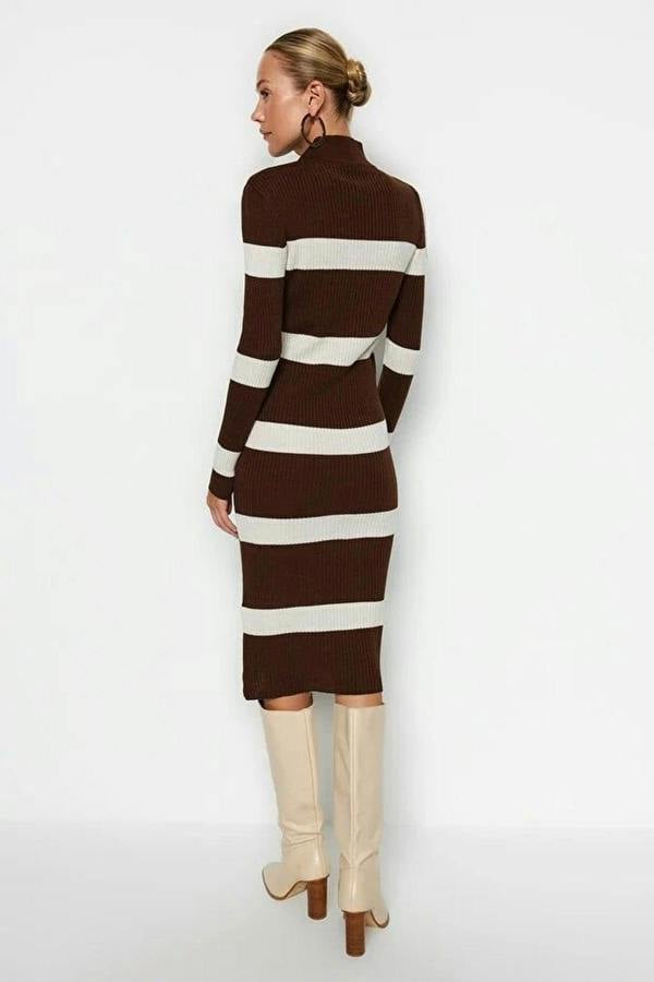 WOVCOR Midi Knit Striped Dress