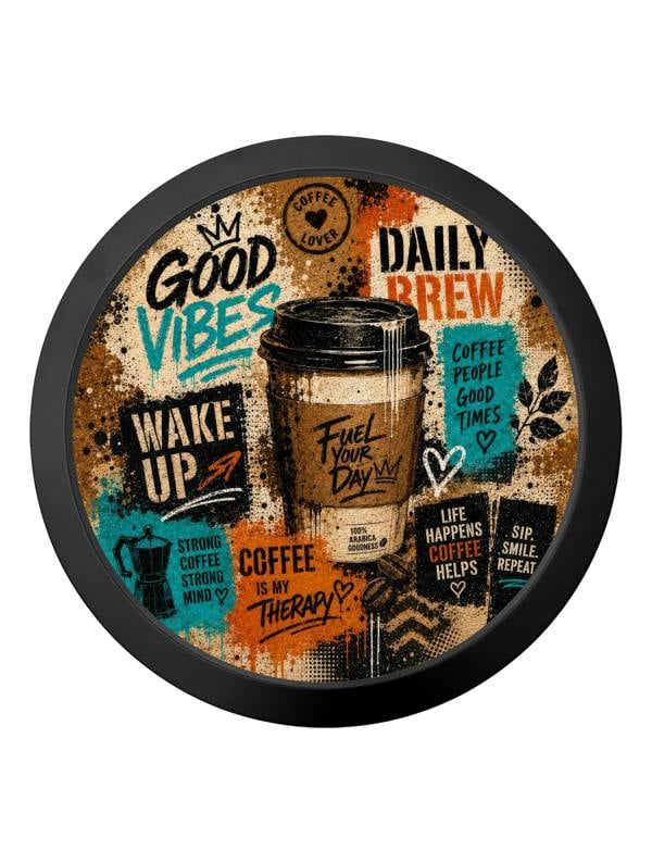 Exceptional Art The Coffee Graffiti - Slim Black Round Frame