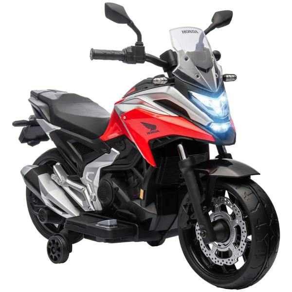 Red Honda kids electric motorbike with blue LED headlight and safety lights