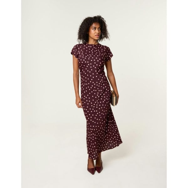 Blue Vanilla Spot Ruched Side Dress