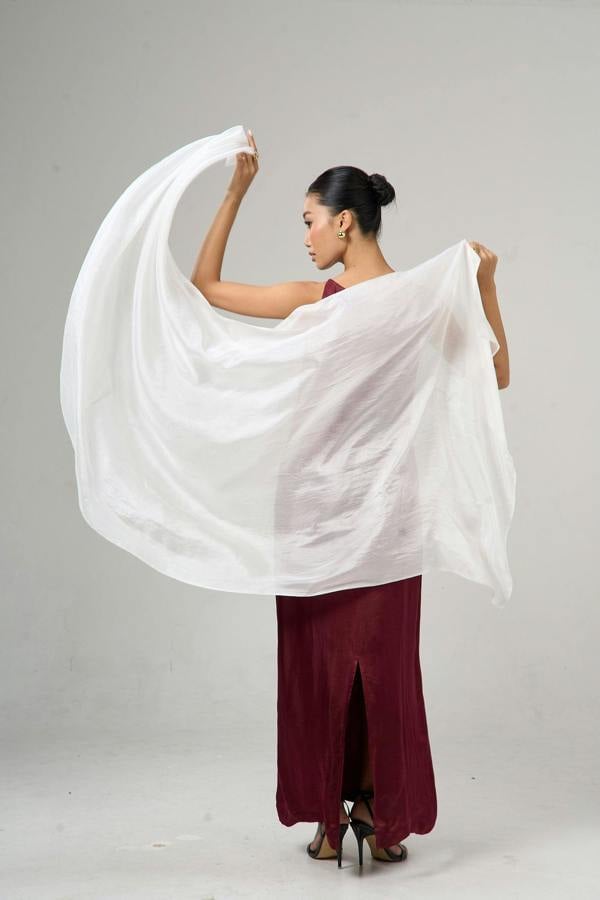 Ivory Silk Scarf – Hand-Dyed Mulberry Silk, Wedding & Bridal Wrap