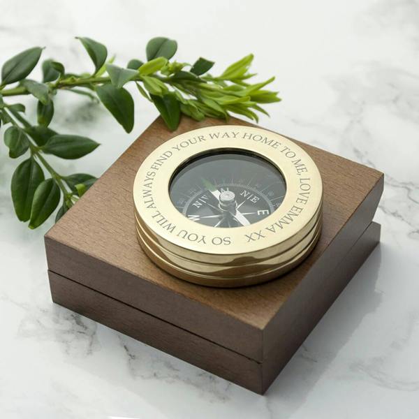 Personalised Traveller's Compass With Monogrammed Box - alternative angle