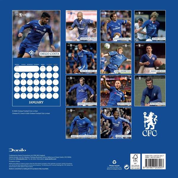 Chelsea FC Legends Calendar 2027, Wall Calendars, Month To View, Sports, Gift