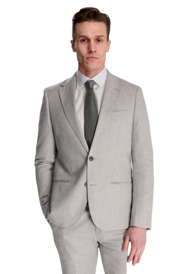 Harry Brown London Giacomo Slim Fit Cotton Linen Suit Jacket in Grey